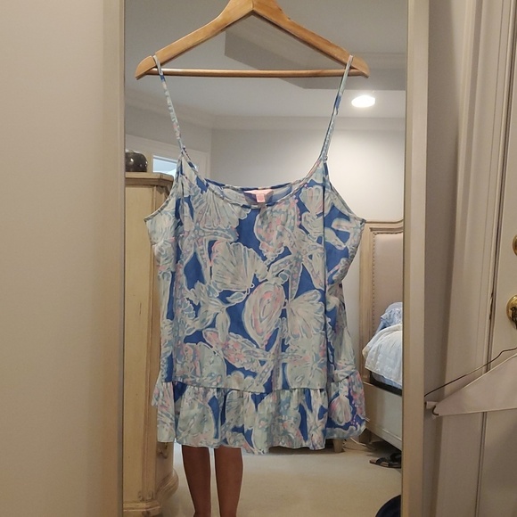 Lilly Pulitzer Tops - Lilly Pulitzer Into the Deep Bay Blue Peplum Tank (34)